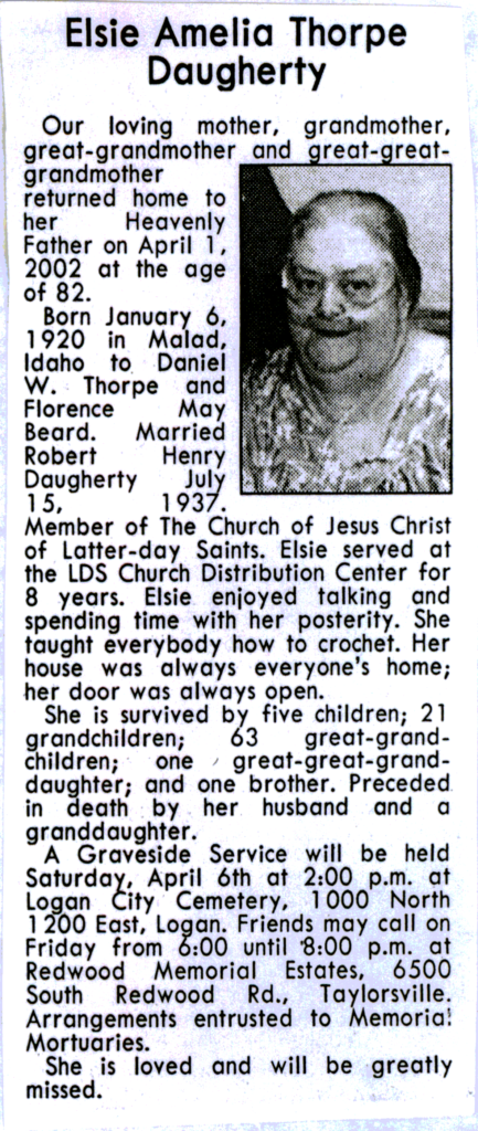 Elsie Amelia Thorpe Daugherty obit