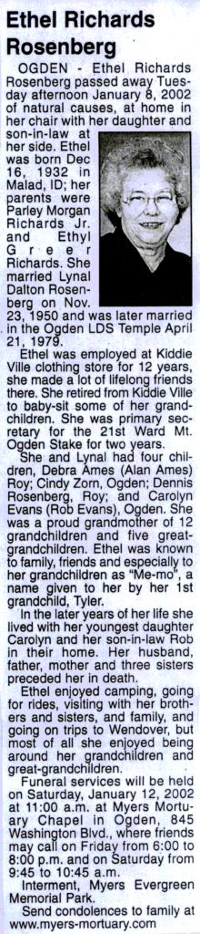 Ethel Richards Rosenberg obit