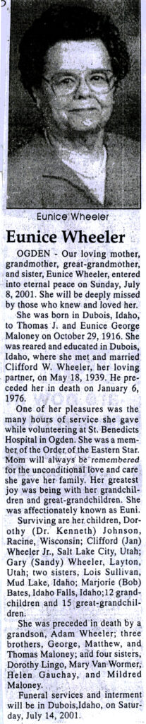 Eunice Wheeler obit