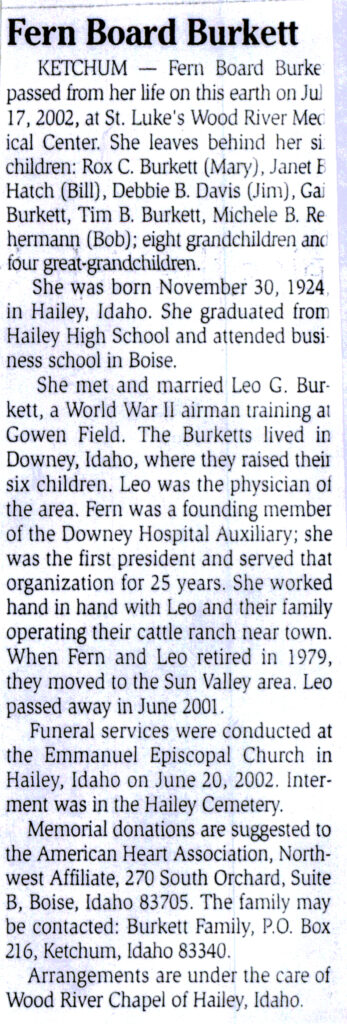 Fern Board Burkett obit