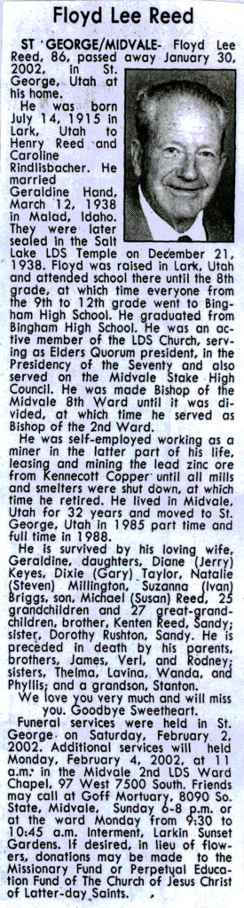 Floyd Lee Reed obit