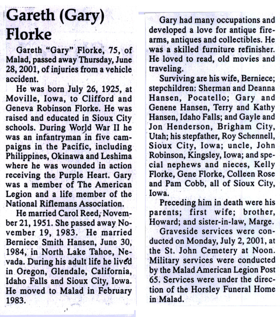 Gareth (Gary) Florke obit