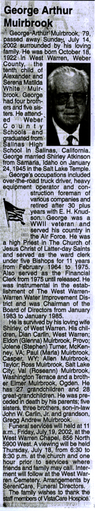 George Arthur Muirbrook obit