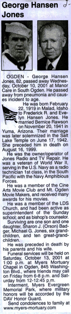 George Hansen Jones obit
