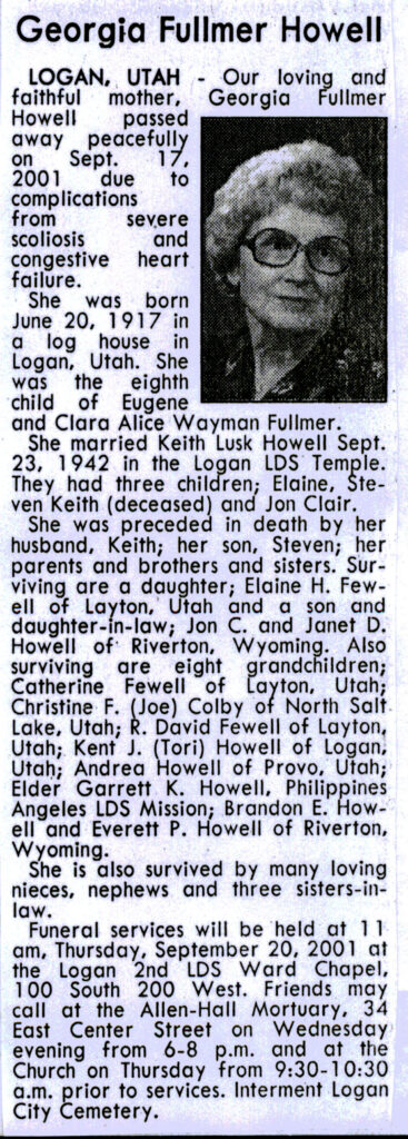Georgia Fullmer Howell obit
