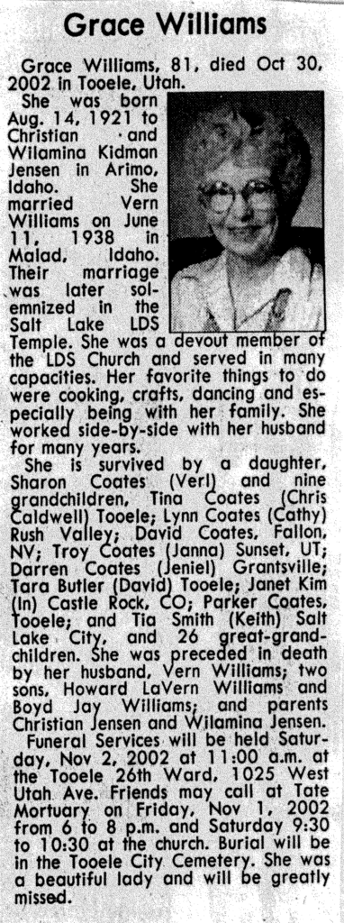 Grace Williams obit