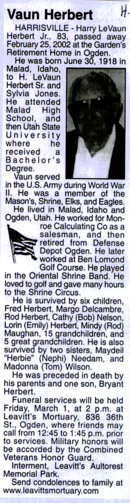 Harry LeVaun Herbert Jr obit