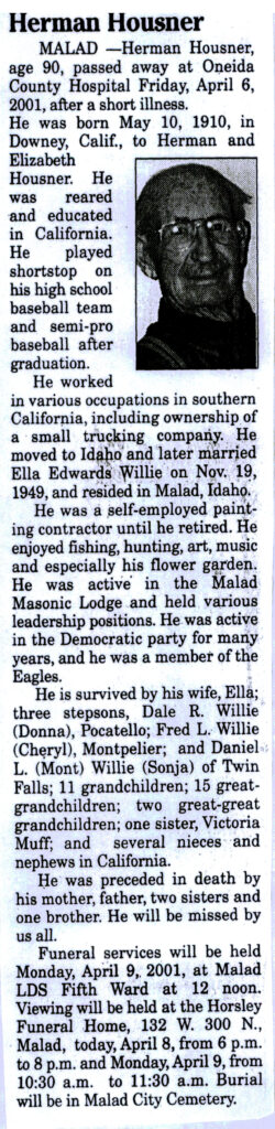 Herman Housner obit