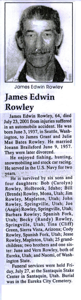 James Edwin Rowley obit