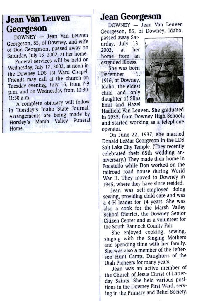 Jean Van Leuven Georgeson obit