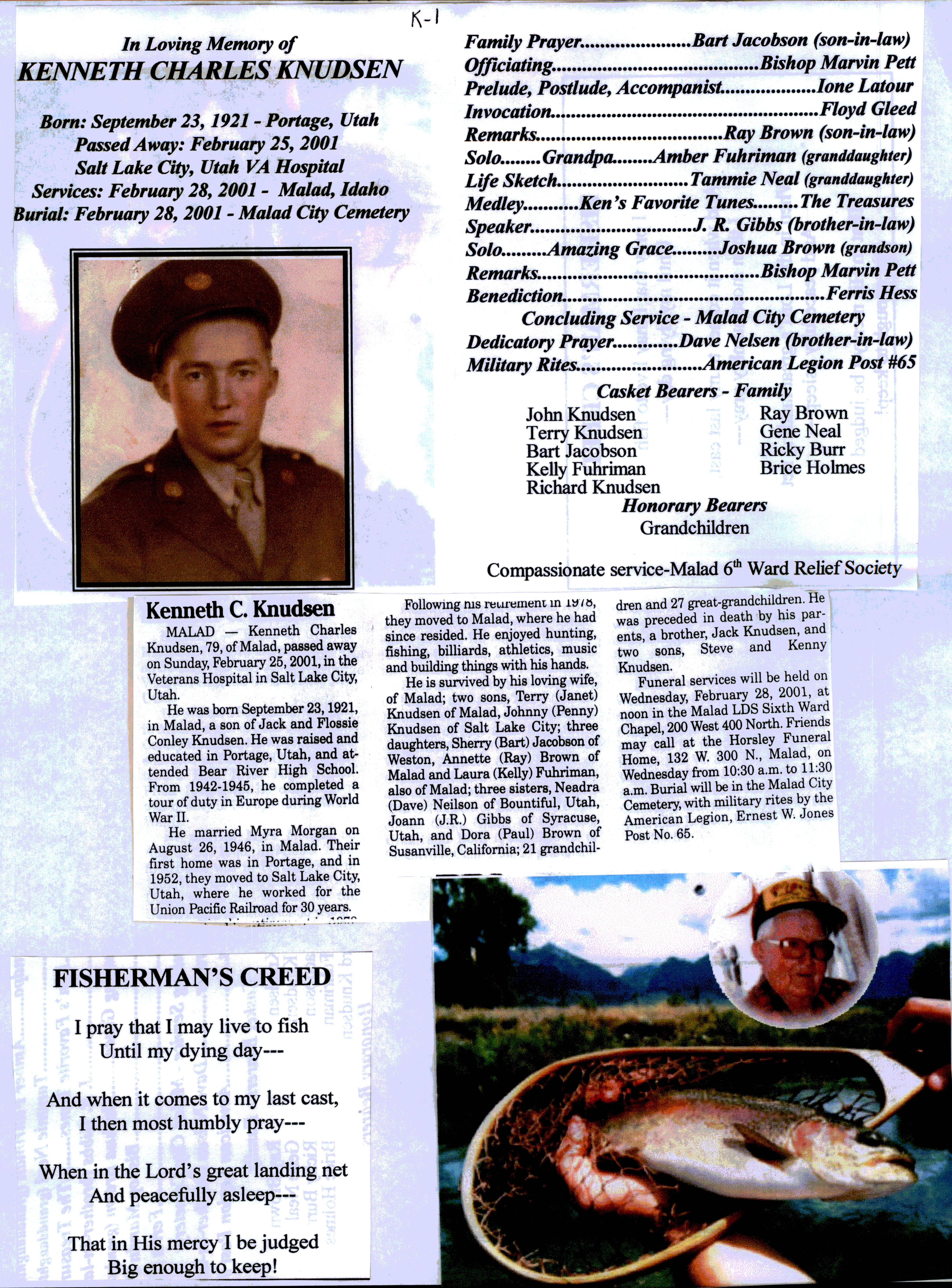 Kenneth Charles Knudsen obit and program