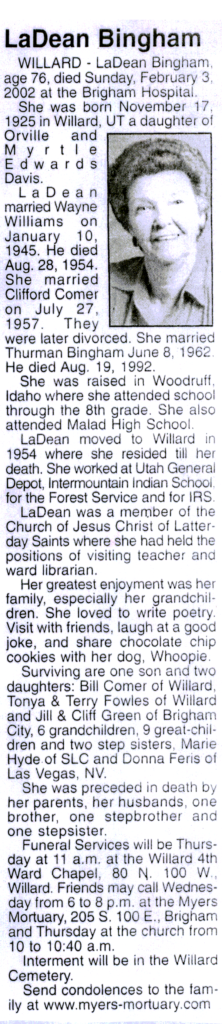 LaDean Bingham obit