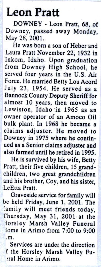 Leon Pratt obit