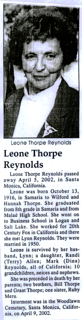 Leone Thorpe Reynolds obit
