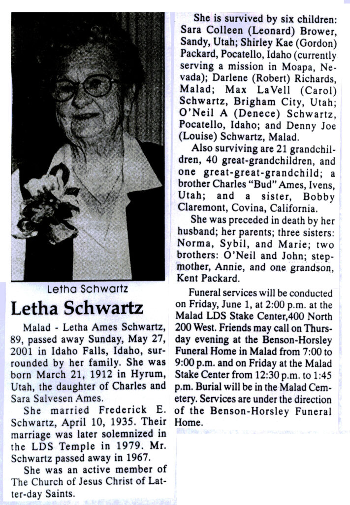 Letha Ames Schwartz obit