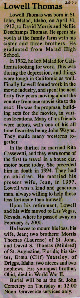 Lowell Thomas obit