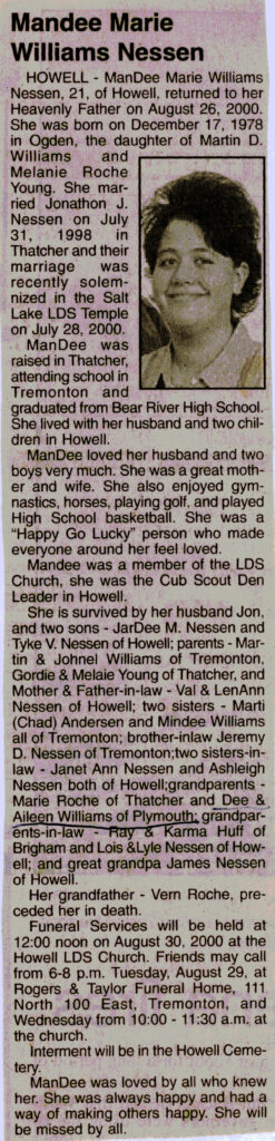 Mandee Marie Williams Nessen obit