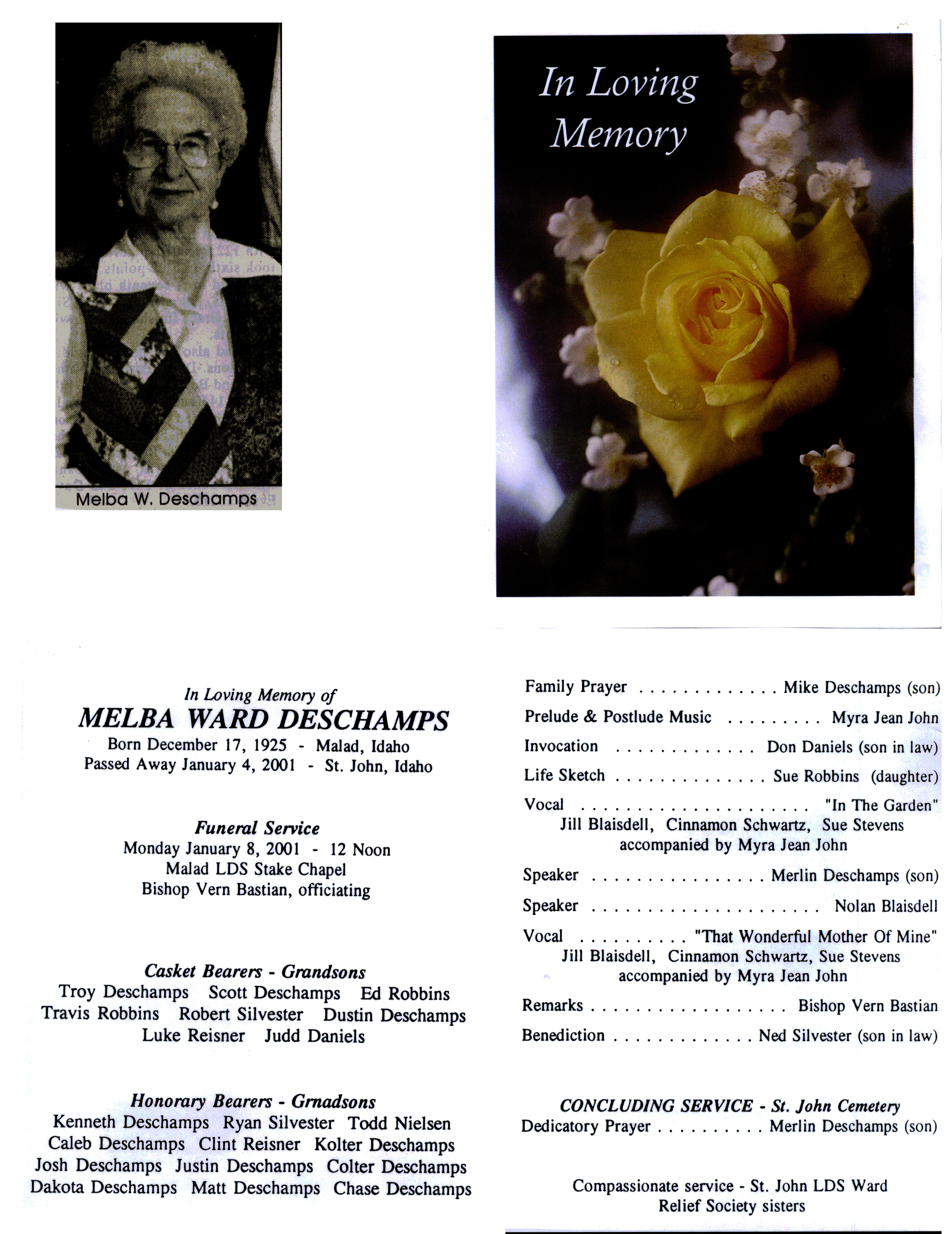 Melba Ward Deschamps program