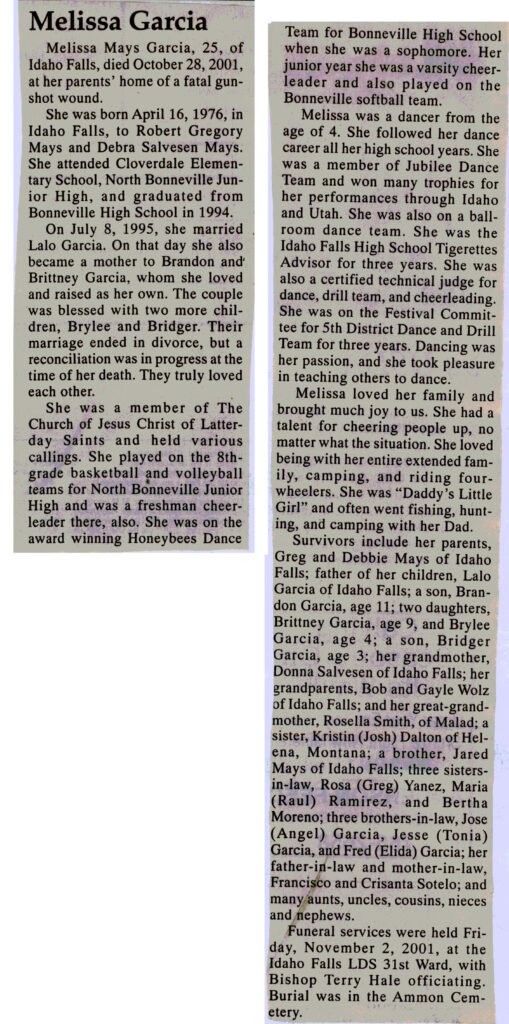 Melissa Garcia obit