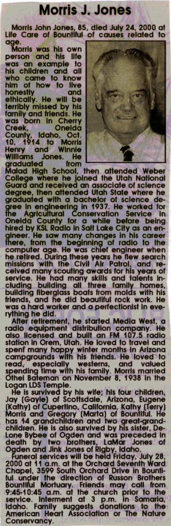 Morris John Jones obit