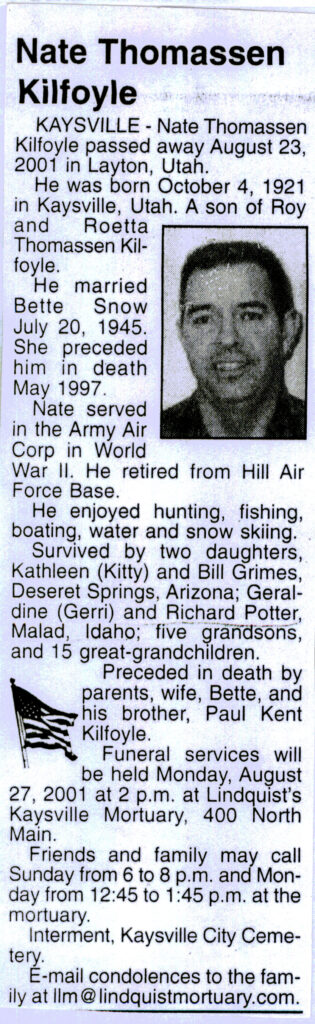 Nate Thomassen Kilfoyle obit