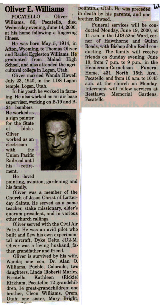 Oliver E Williams obit