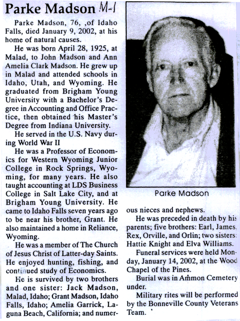 Parke Madson obit