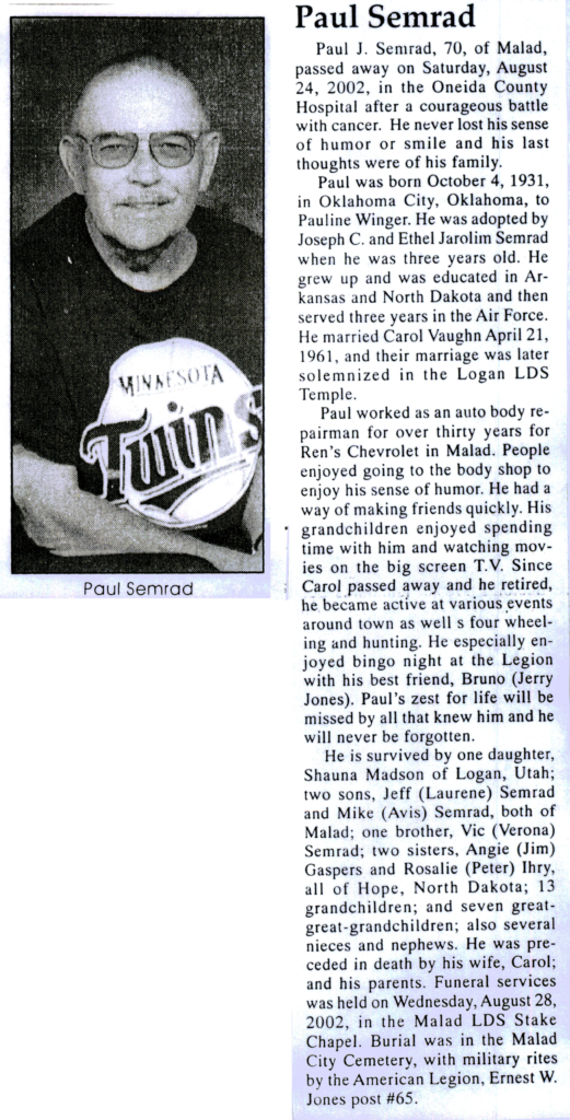 Paul J Semrad obit