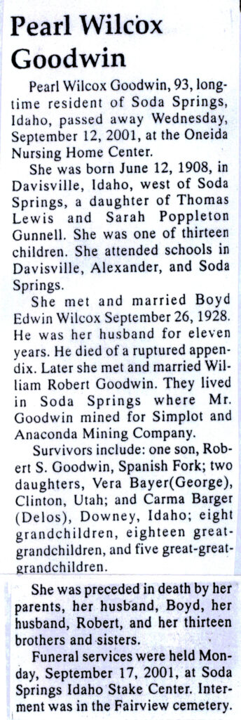 Pearl Wilcox Goodwin obit