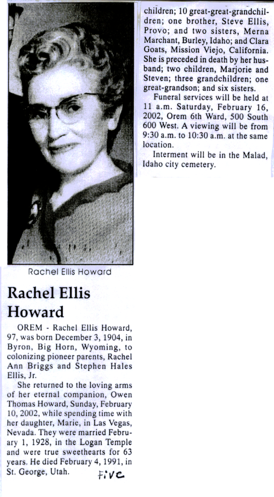 Rachel Ellis Howard obit