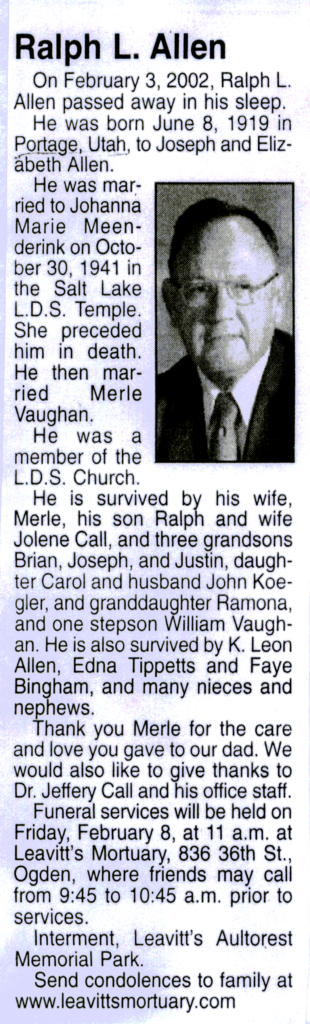 Ralph L Allen obit