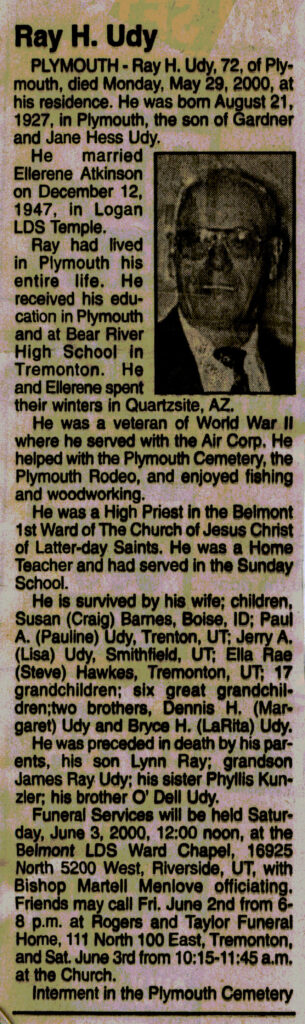 Ray H. Udy obit