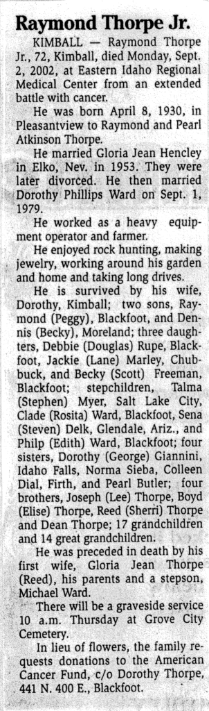 Raymond Thorpe Jr obit