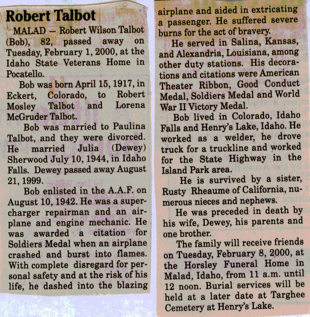 Robert Wilson Talbot obit