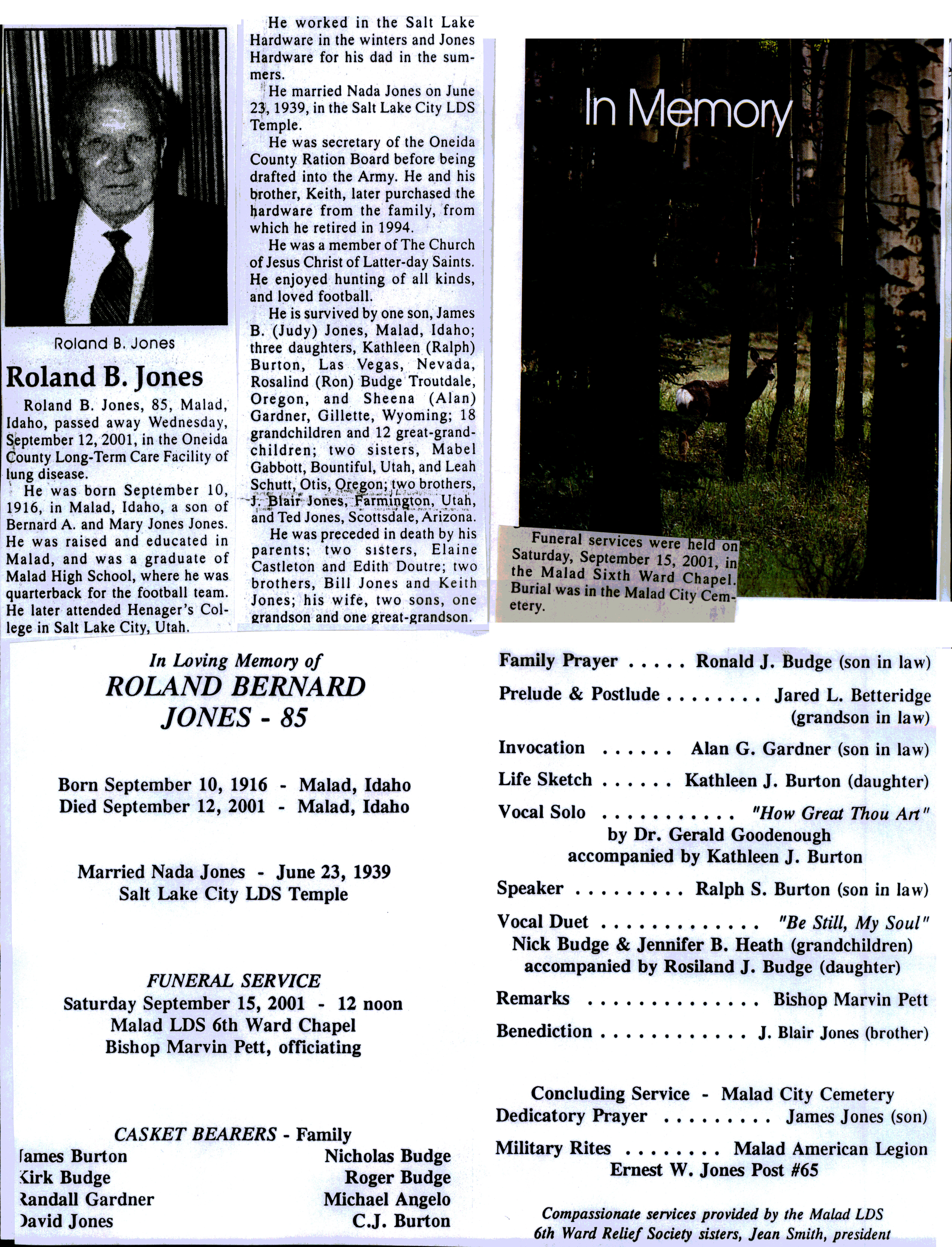 Roland Bernard Jones obit