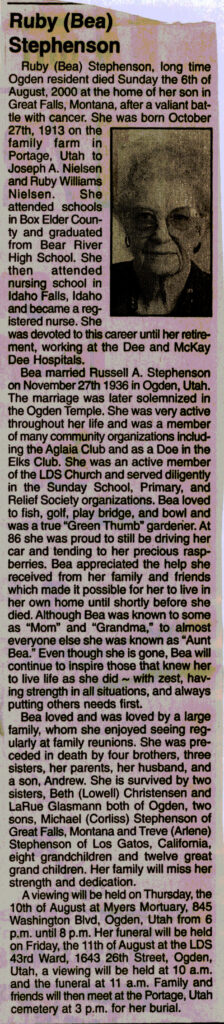 Ruby (Bea) Stephenson obit