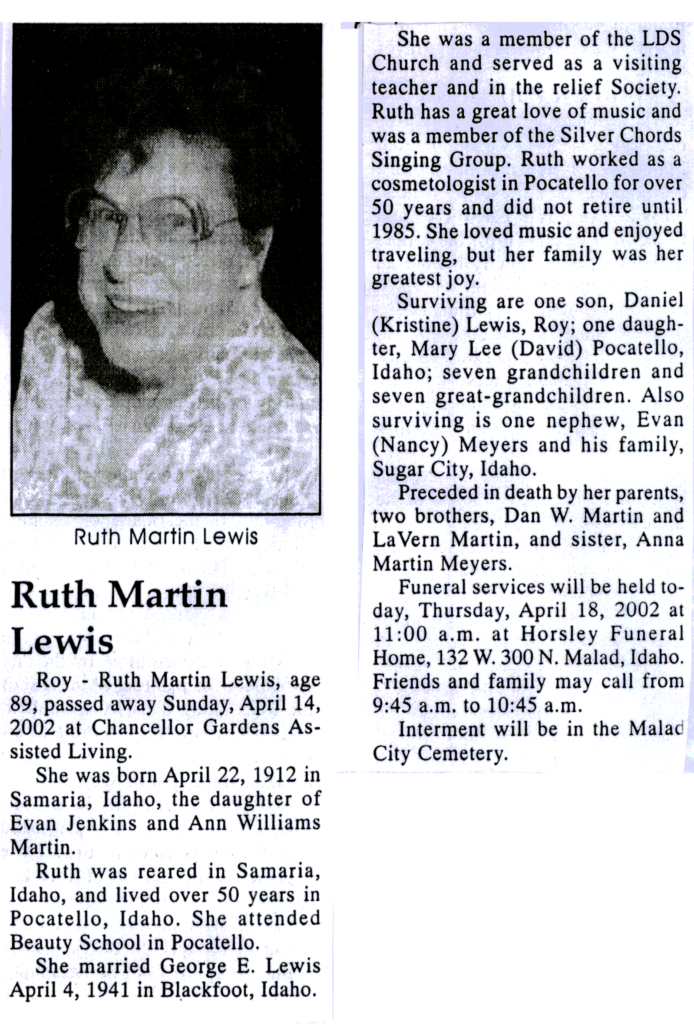 Ruth Martin Lewis obit