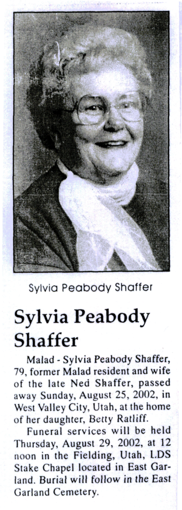 Sylvia Peabody Shaffer obit
