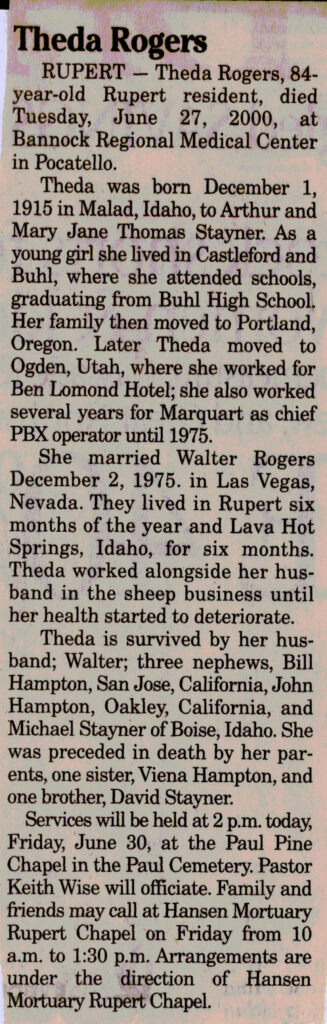 Theda Rogers obit