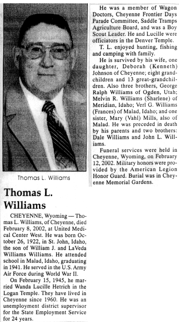 Thomas L Williams obit