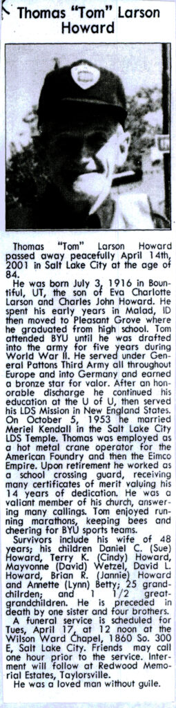 Thomas (Tom) Larson Howard obit