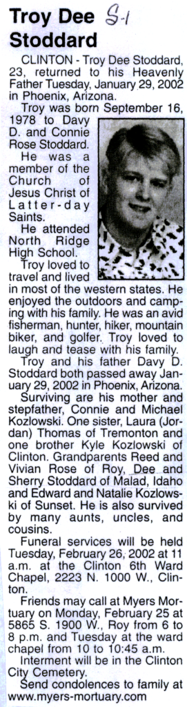 Troy Dee Stoddard obit