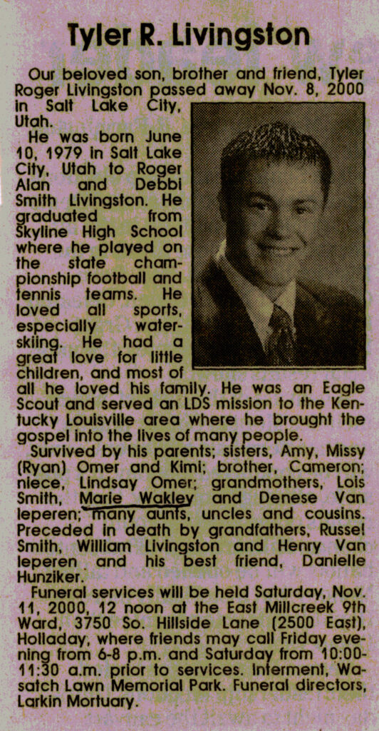Tyler Roger Livingston obit