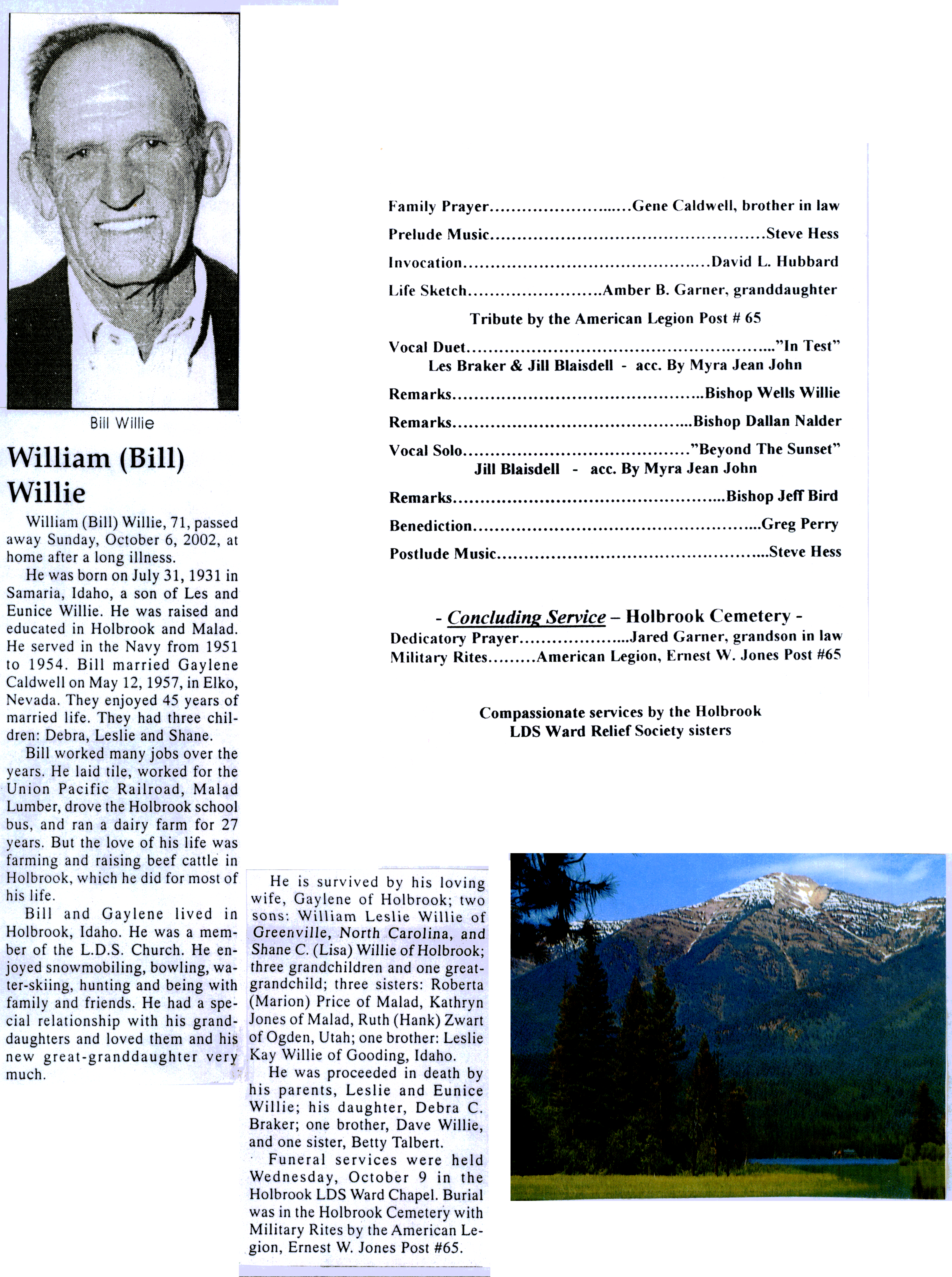 William (Bill) Willie obit and program