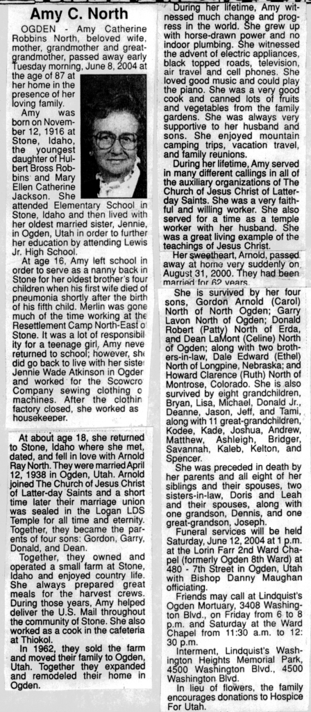 Amy Catherine Robbins North obit