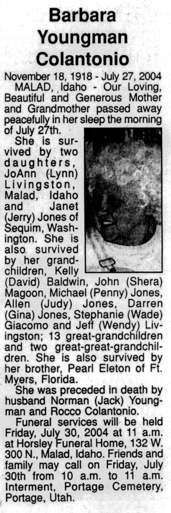 Barbara Youngman Colantonio obit