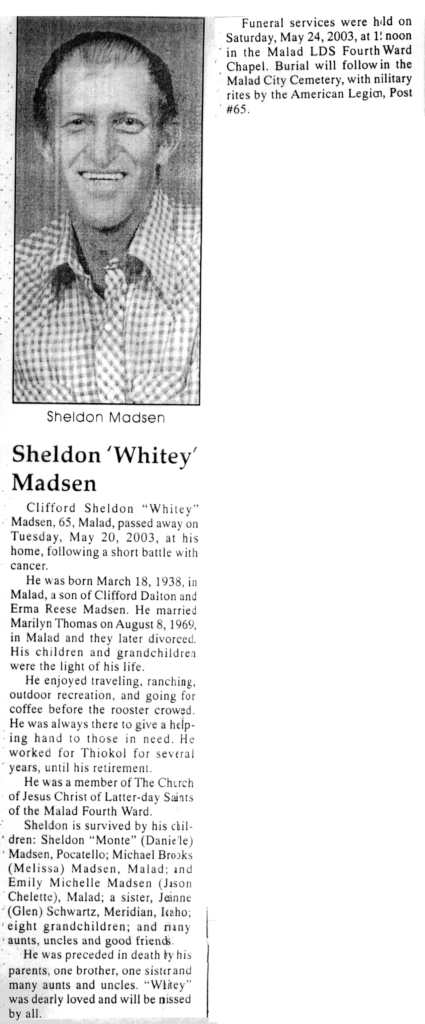 Clifford Sheldon (Whitey) Madsen obit
