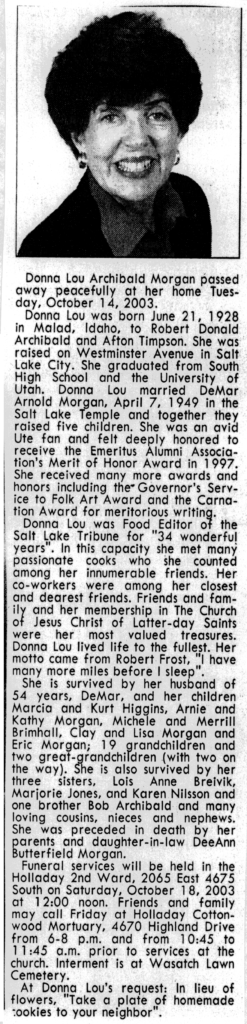Donna Lou Archibald Morgan obit