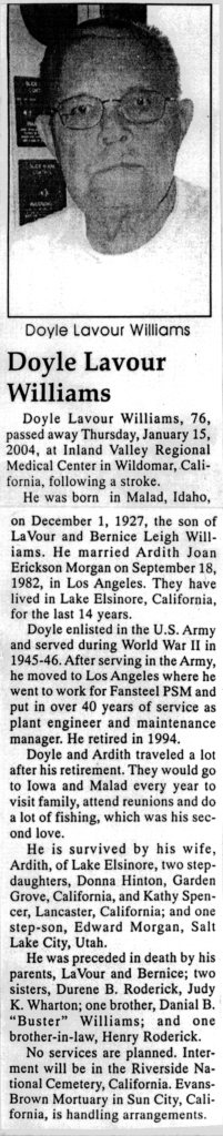 Doyle Lavour Williams obit