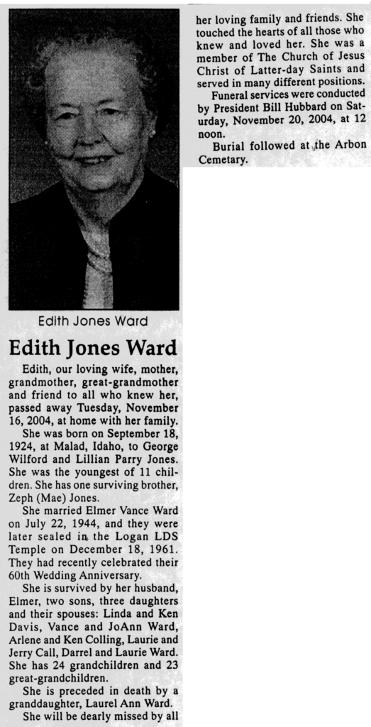 Edith Jones Ward obit